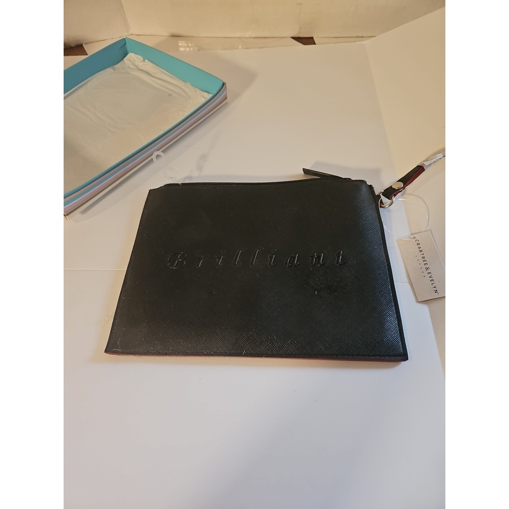 Crabtree and Evelyn cosmetic toiletry bag Black Brilliant Font Zip New